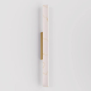 Flecha Angled large wall light switched off, showing its slim angular profile and frosted marble-effect diffuser.
