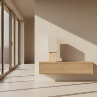 Telbix Fornos Cast Stone Table Lamp in a living room