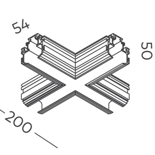FX 48V Recessed Magnetic Track X (4 Way) Mechanical Joiner