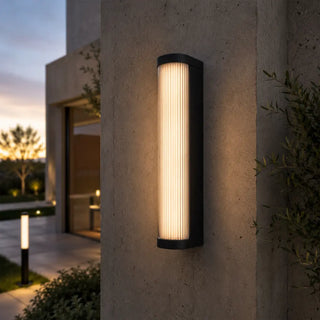 Telbix Gevet 500mm Exterior LED Wall Light on concrete wall