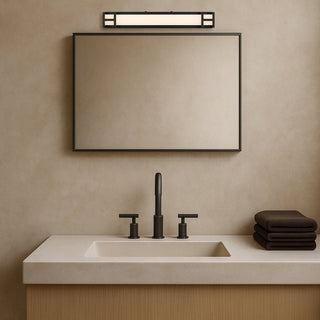 Telbix Gilson bathroom vanity light installed above mirror