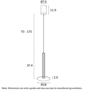 Telbix Grado Pendant Light Dimensions Diagram – Adjustable Yoyo Suspension