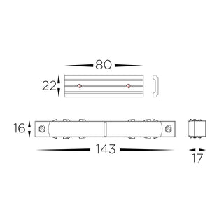48V Magnetic Track Straight Joiner – Black