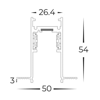 Havit Commercial recessed magnetic track profile dimensions 50mm x 54mm