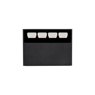 Black ED 10W wall light showing four integrated LED optics