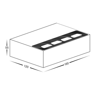 ED 10W wall light dimension drawing showing 160 by 120 by 55mm