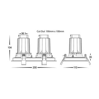 Square Tilt 2 x 9w Recessed LED Downlights