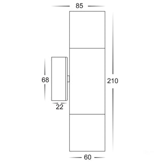 HV1095T - Tivah Antique Brass TRI Colour Up & Down Wall Pillar Light