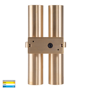 HV10592T - Luz Solid Brass TRI Colour Double Up & Down Wall Pillar Light