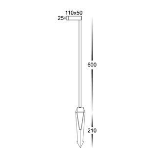 Lindri 5W LED Bollard Spike Light – Line Drawing 110×50mm Head Dimensions