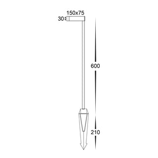 Lindri 7W LED Bollard Spike Light – Line Drawing 150×75mm Head Dimensions