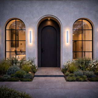 white shadow wall lights modern exterior facade lighting arched entry door davoluce