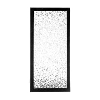 Front view of the Bayside exterior wall light with black frame and decorative crackled glass.