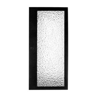 Side view of the Bayside black exterior wall light showing the crackled glass panel.