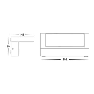 Technical drawing of HV3732T-BLK - Locu Aluminium Black 24w adjustable LED Floodlight