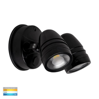 Havit HV3793T-BLK - Focus Polycarbonate Black Double Adjustable Spot Light With Sensor. IP65 Exterior flood lights, 15w outdoor flood lights, Polycarbonate external spot lights available from Davoluce Lighting