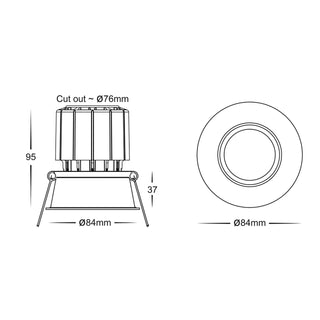 HV5513T PRIME Fixed Deep Tri Colour LED downlight