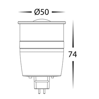 HV9501 MR16 LED globe dimensions Ø50 by 74mm
