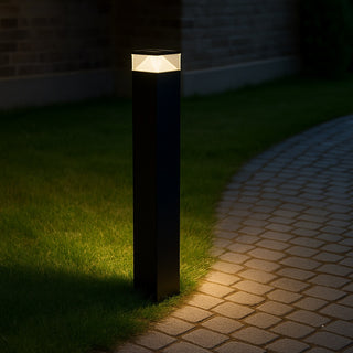 1m tall bollard light illuminating a driveway
