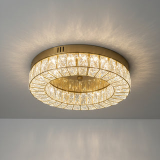 Alacio Agios 38cm crystal ceiling light in Satin Gold finish displayed at Davoluce Lighting