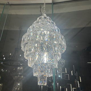 Waterfall 50cm 12-Light 9-Tier Crystal Glass Chandelier – Chrome Finish