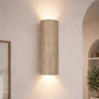 Impero wall light beige textured finish tall cylindrical design ambient lighting