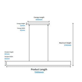 Measurement chart of a product with dimensions labeled