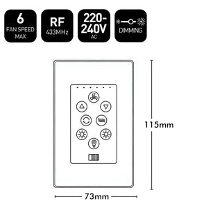 Technical diagram with dimensions for Brilliant isolation wall controller