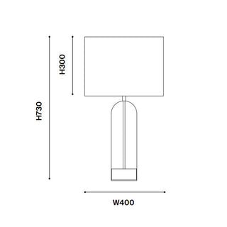 Ira Black Table Lamp – technical drawing Ø40 × H73cm
