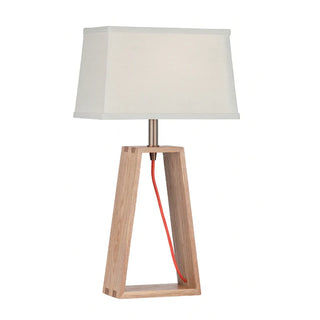 JORDAN Timber Table Lamp – full product view, natural timber base with fabric shade