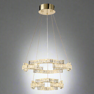 JURA 2 TIER PENDANT. 60cm 2 rings crystal pendants, Modern LED crystal pendants for dining rooms, large modern crystal multi ring pendants