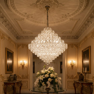 Pyramid Asfour Crystal Chandelier 69cm | 15 Light Chrome Pendant