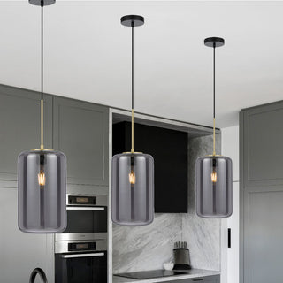 Telbix KOROVA 1LT Medium Pendant With smoke glass. best pendant lights for hallways, pendants for kitchen island, bedside pendant lights Australia, modern pendant lighting for restaurants Available from Davoluce Lighting