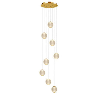 Vencha Langdon 8 Light LED Pendant in Gold Pendant light ideally suited for installation around staircases, voids. Can be also installed above tables, entry foyers. We have huge selection of pendant lights available for immediate delivery