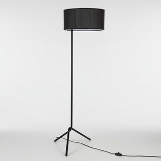 LANTEN Floor Lamp – full view in matt black with fabric drum shade