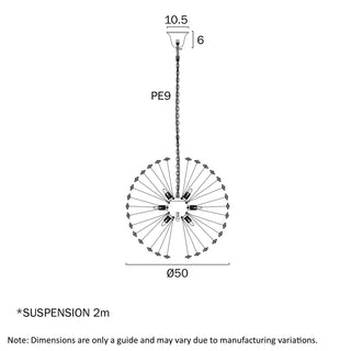 TELBIX LERIDA 9 LIGHT ROUND PENDANT