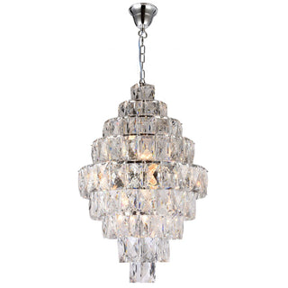Front view of Waterfall 50cm 12-Light 9-Tier Crystal Glass Chandelier – Chrome finish