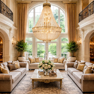 Classique Grand 27 Light Basket Crystal Glass Chandelier Satin Brass