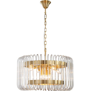 Davoluce Collette 60cm Chandelier Satin Brass Glass Rod Front View