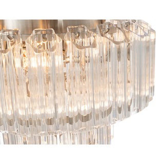 Calista chandelier top section brushed nickel plate with glass prism detail