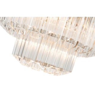 Calista chandelier lower tier glass prisms illuminated detail view