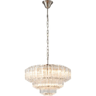 Lighting Inspirations Calista Extra Large 50cm 7 Light 3 Tier Glass Prism Chandelier in Brushed Nickel