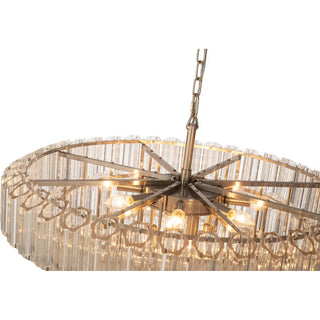 Large brushed nickel chandelier with tubular glass detail by Lighting Inspirations