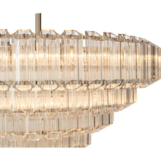 Large brushed nickel chandelier with tubular glass detail by Lighting Inspirations