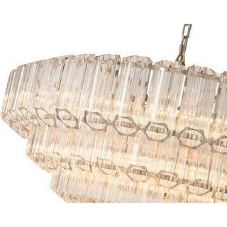 Large brushed nickel chandelier with tubular glass detail by Lighting Inspirations