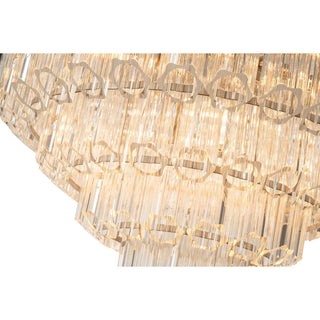 Large brushed nickel chandelier with tubular glass detail by Lighting Inspirations