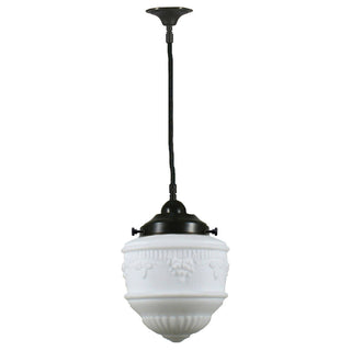 Senator 8" Opal Matte Pendant Light on Cloth Cord
