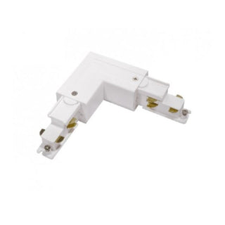 White DALI L shaped three-circuit track joiner