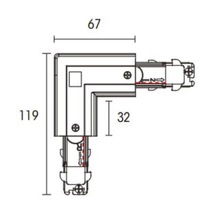 MEASUREMENTS FOR DALI L connector for three-circuit track lighting