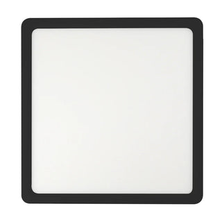 Square light fixture with black frame on a white background